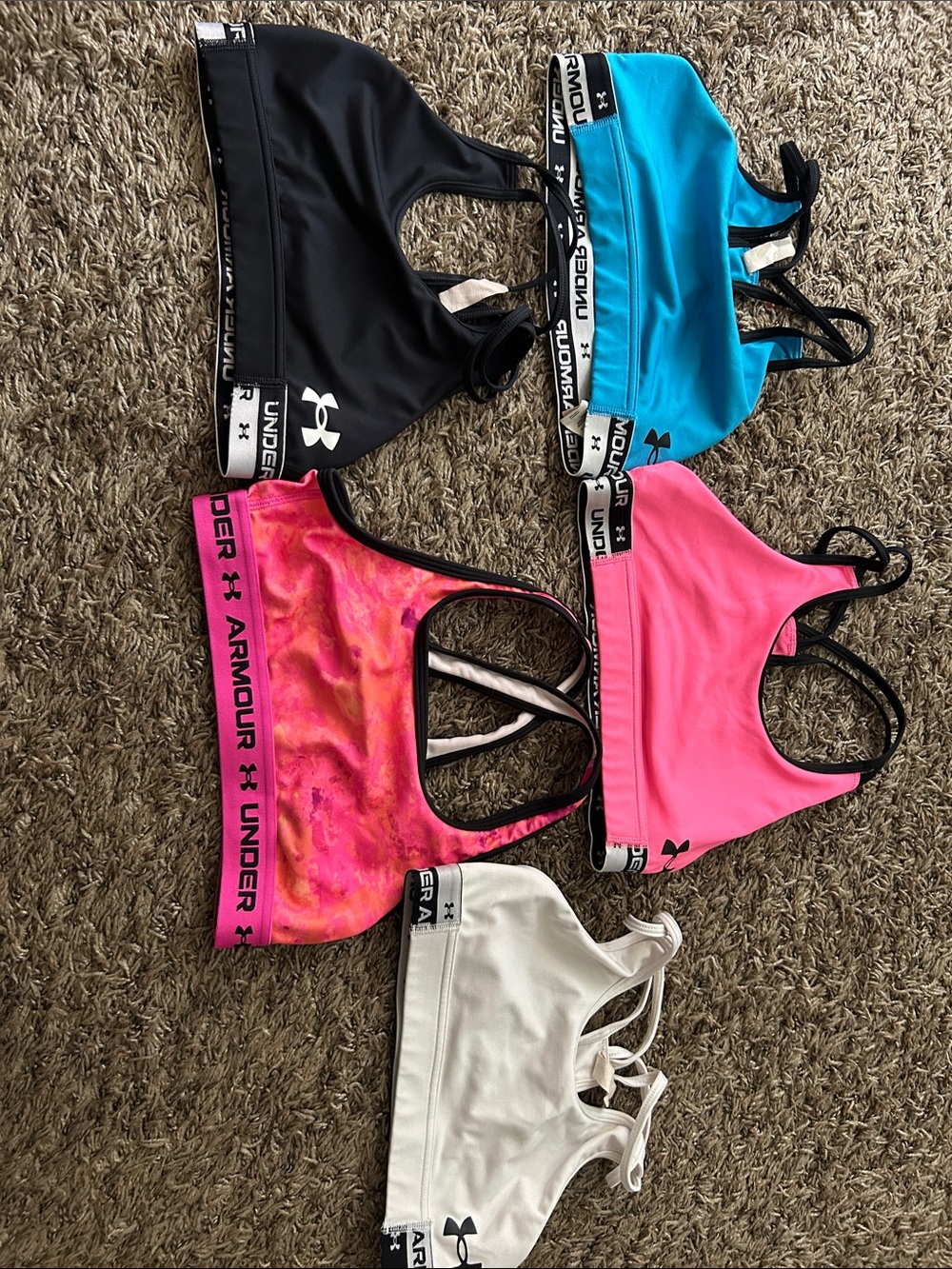 Under Armour Girl’s Sports Bras - Black, Blue, Pink, White, Multi Pink